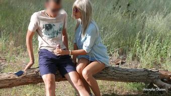 Blonde GF Risky Public Handjob And Blowjob At Park