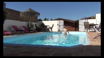 Underwater naked fun at the pool
