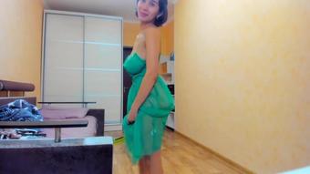 Hot Myla_Angel in green transparent dress!