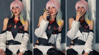 Cyberpunk - Seductive Lucy smokes by the window - May 17, 2023