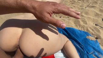 Public Beach Massage ends with Rough Fuck n` Cumshot