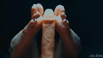Perfect dildo footjob