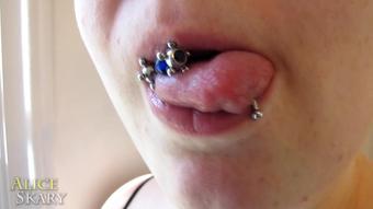 Playing with my tongue jewelry