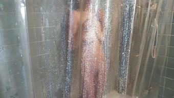 Shower Masturbation with bottle brush piss finish