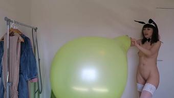 Huge Balloon Blow To Pop Amp Cumming After