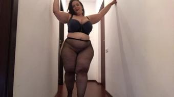 Sweetheartmiabbw Fishnet Pantyhose And Ass Tease