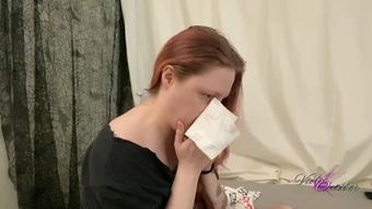Sicks Girl Brushes Hair & Blows Nose