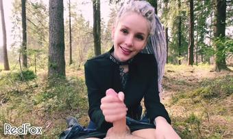Outdoors Blowjob Teenage Nympho In The Forest Gets Cum On Face Red Fox