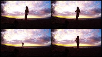 Heather Carolin Sunset Bikini Naked Dance At Beach