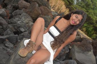Hawaiian # 355 - Jennie - Sexy White Dress - Pussy