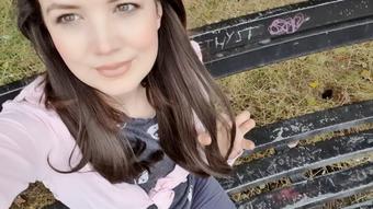 Navy leggings on the bench wetting pee - August 30, 2022