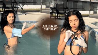 Steth & BP Cuff Play In The Hot Tub 4K