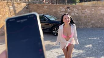 Secret fun with a vibrator on the remote control in public