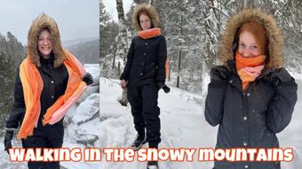 Walking in the snowy mountains