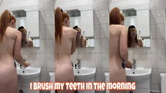 I brush my teeth in the morning