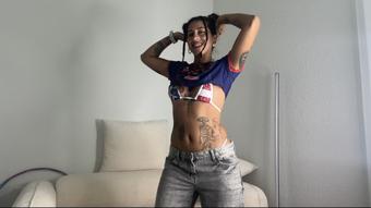 Shy girl dancing