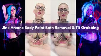 Get Jinxed in the bath- Body Paint Removal & Tit Grabbing